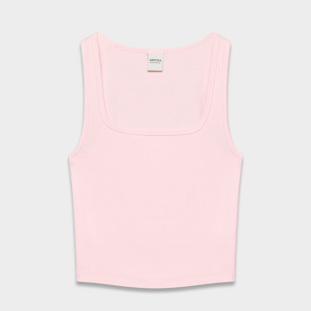 Aritzia Villa Pink HomeStretch Rib Squareneck Tank